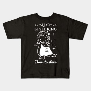 Funny Leo Zodiac Sign - Leo Style King, born to shine - Black Kids T-Shirt